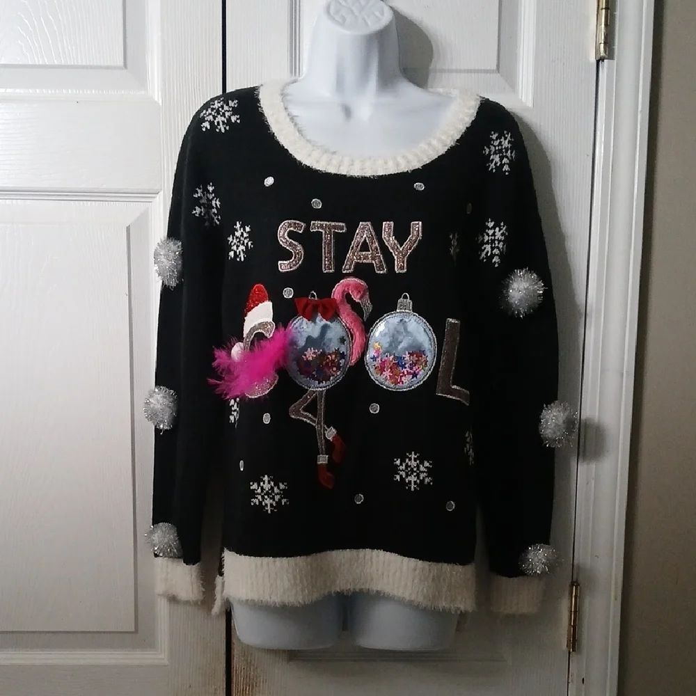 United States Sweaters Holiday Flamingo Ugly Sweater festive Sz S EUC